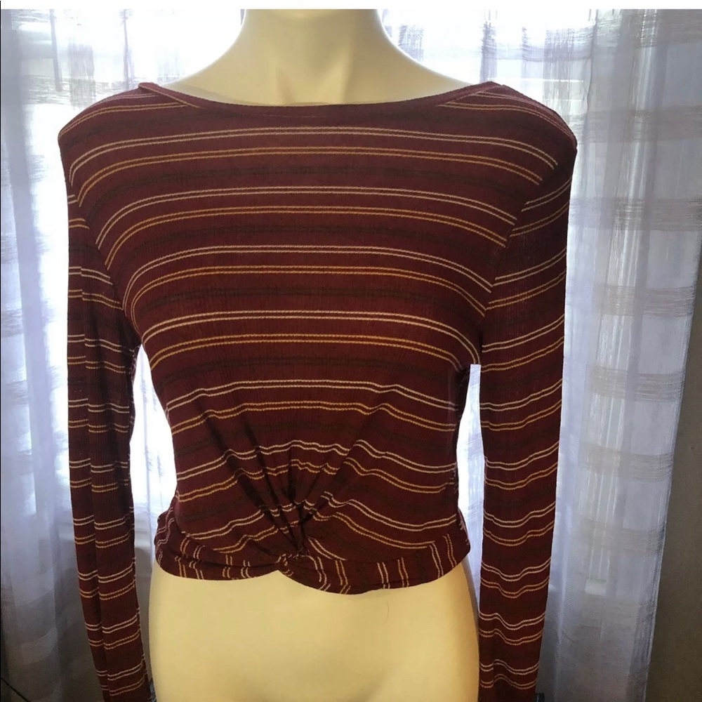 Striped twist knot top blouse cropped top sz large